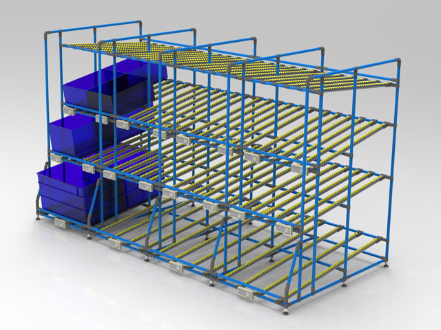 Scaffalatura a Gravità per Scatolette e Contenitori KLT